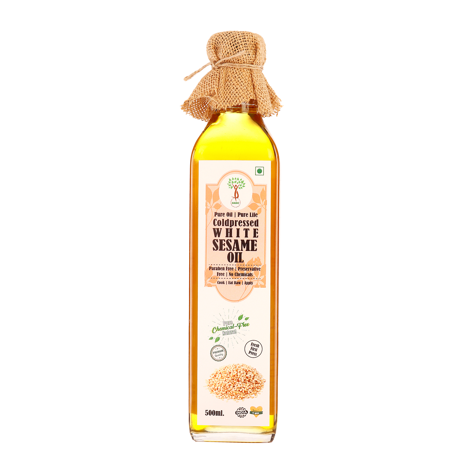 Pure & Natural Cold Pressed White Sesame Oil (500ml)