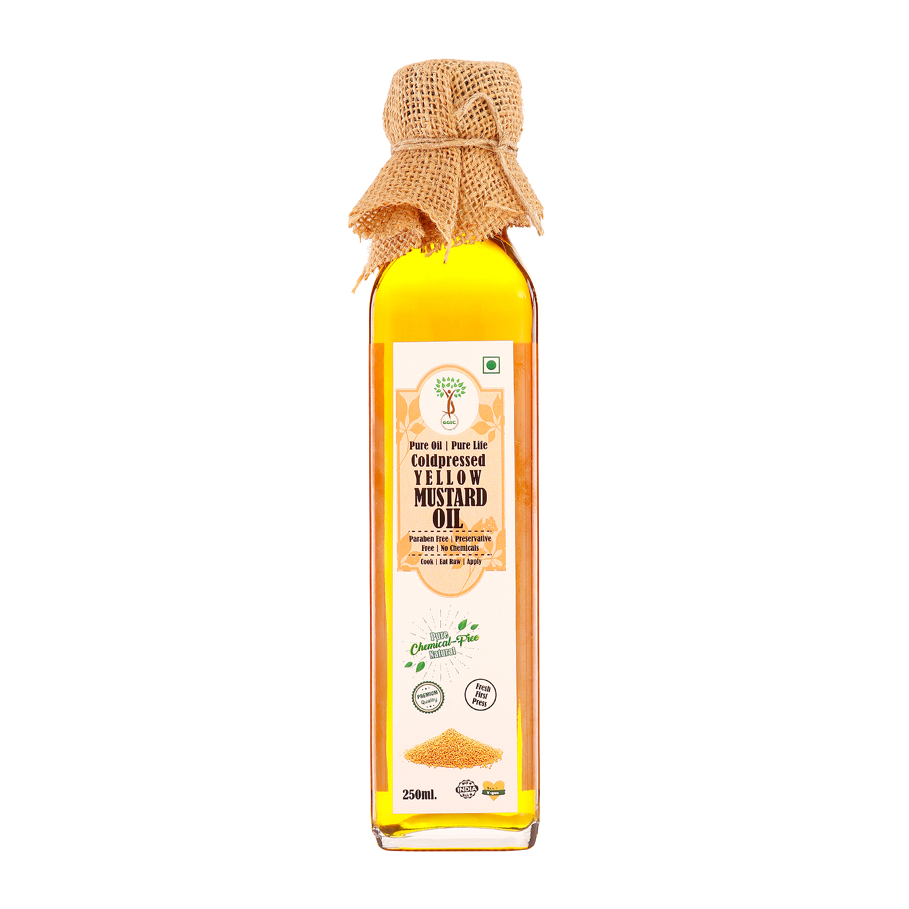 Pure & Natural Cold Pressed Yellow Mustard Oil (250ml)