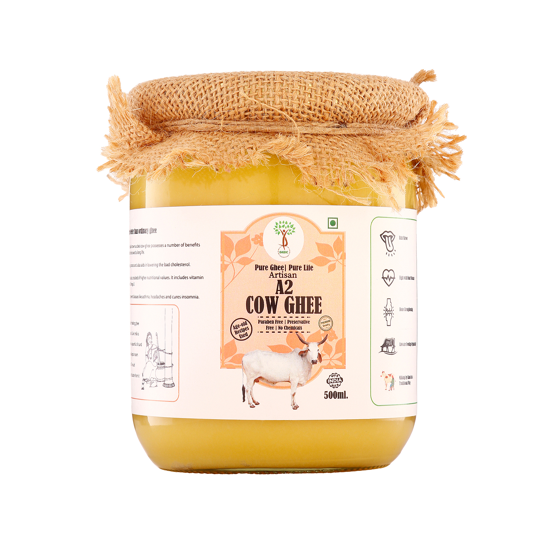 Pure & Natural Artisan A2 Cow Ghee (500 ml)