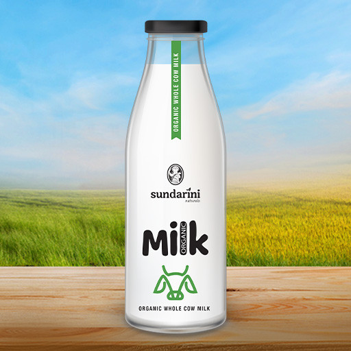 Certified Organic Cow Milk(Whole Milk) | 500 ml Glass Bottle