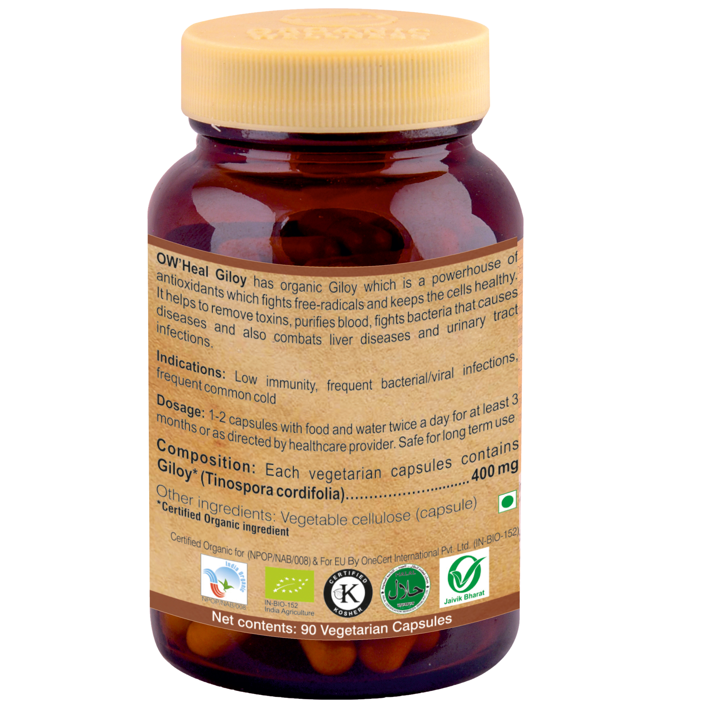 Organic Wellness Giloy 90 Capsules Bottle