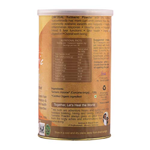 Organic Wellness Turmeric Powder 100 Gram Tin- 5% Curcumin