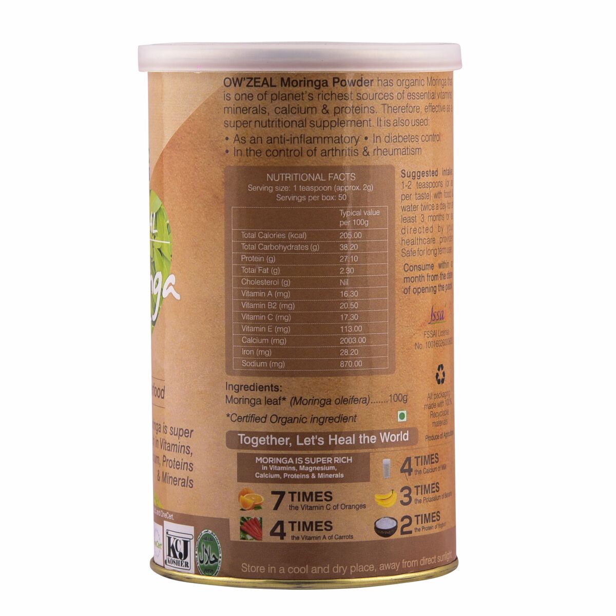 Organic Wellness Moringa Powder 100 Gram Tin