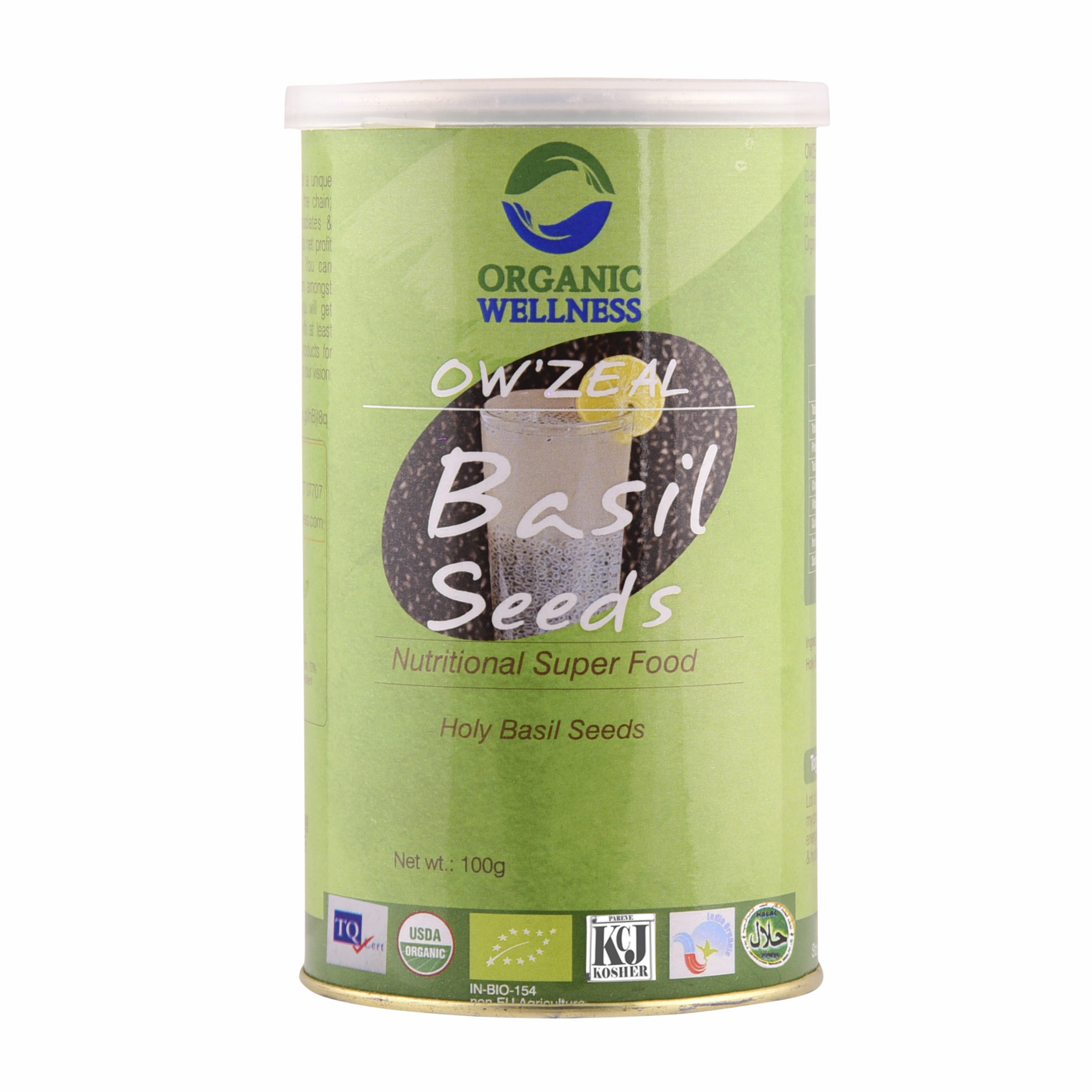 Organic Wellness Basil Seeds 100 Gram Tin