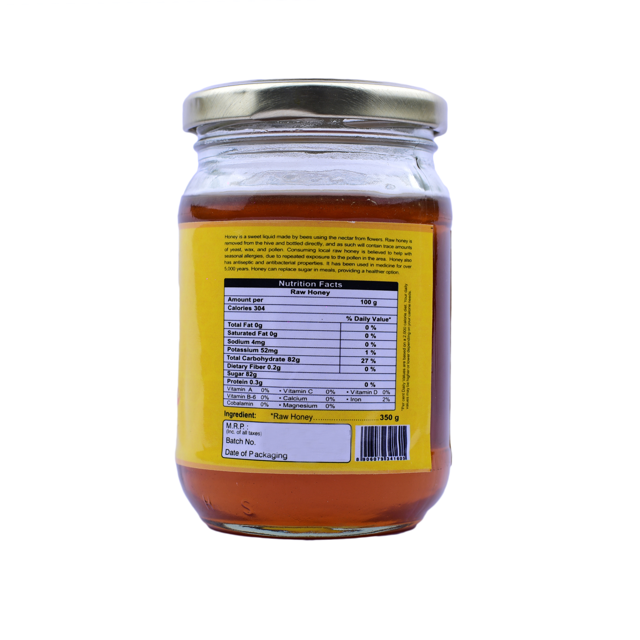 Organic Wellness Raw Honey Wild Forest 350 Gram Bottle