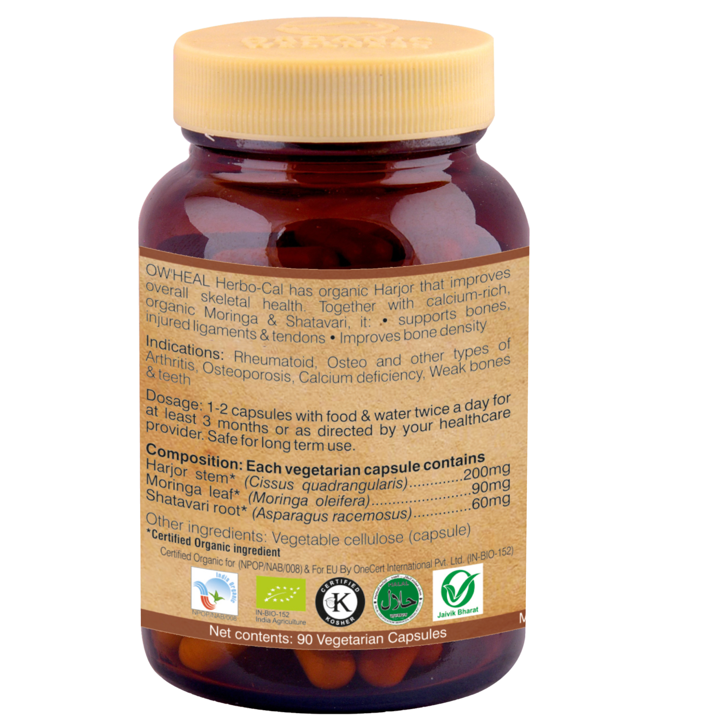 Organic Wellness Herbo Cal 90 Capsules Bottle