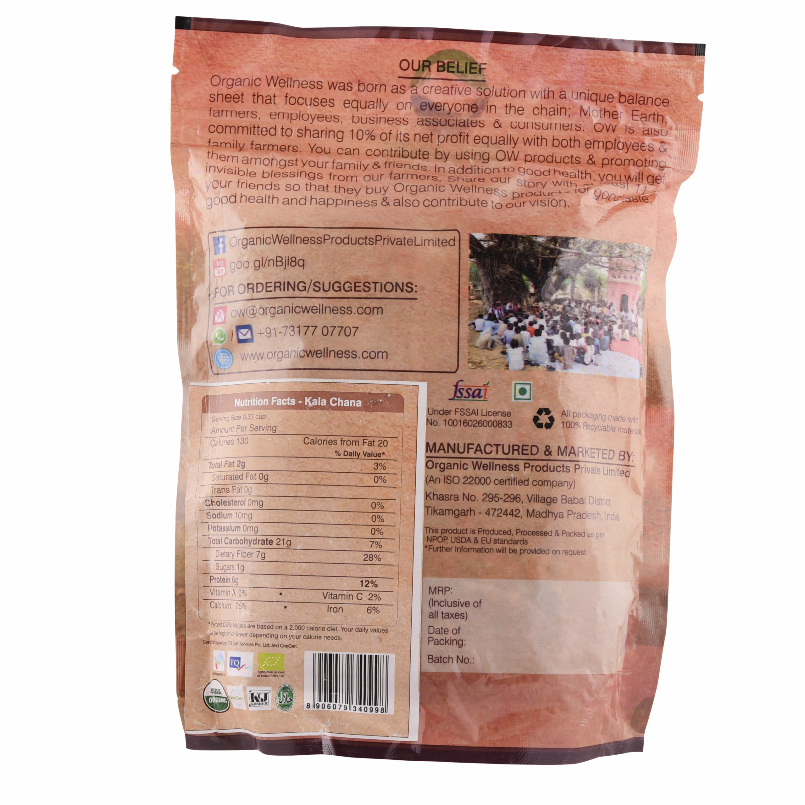 Organic Wellness Kala Chana, 450 grams