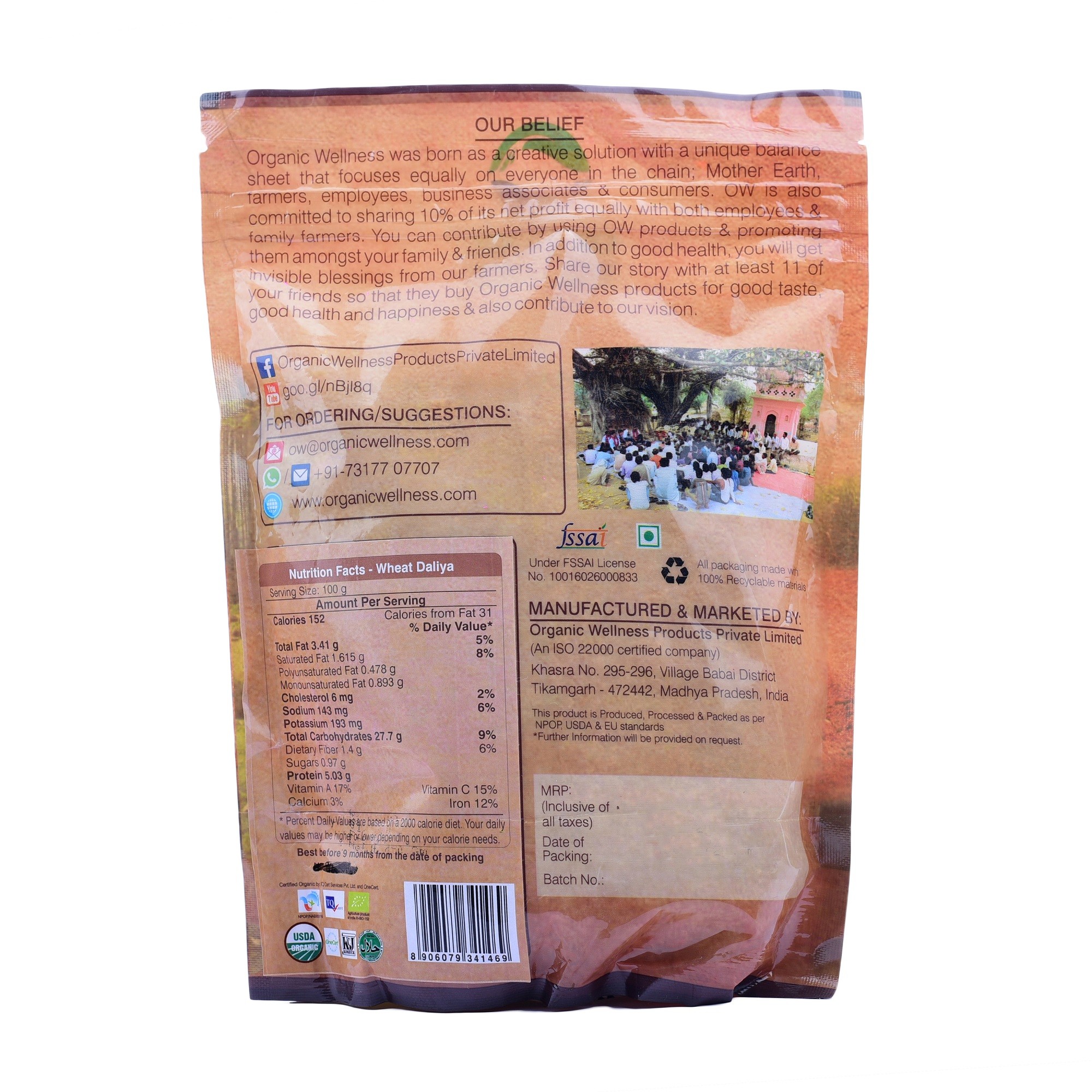 Organic Wellness Bundelkhand Wheat Dalia 450 grams