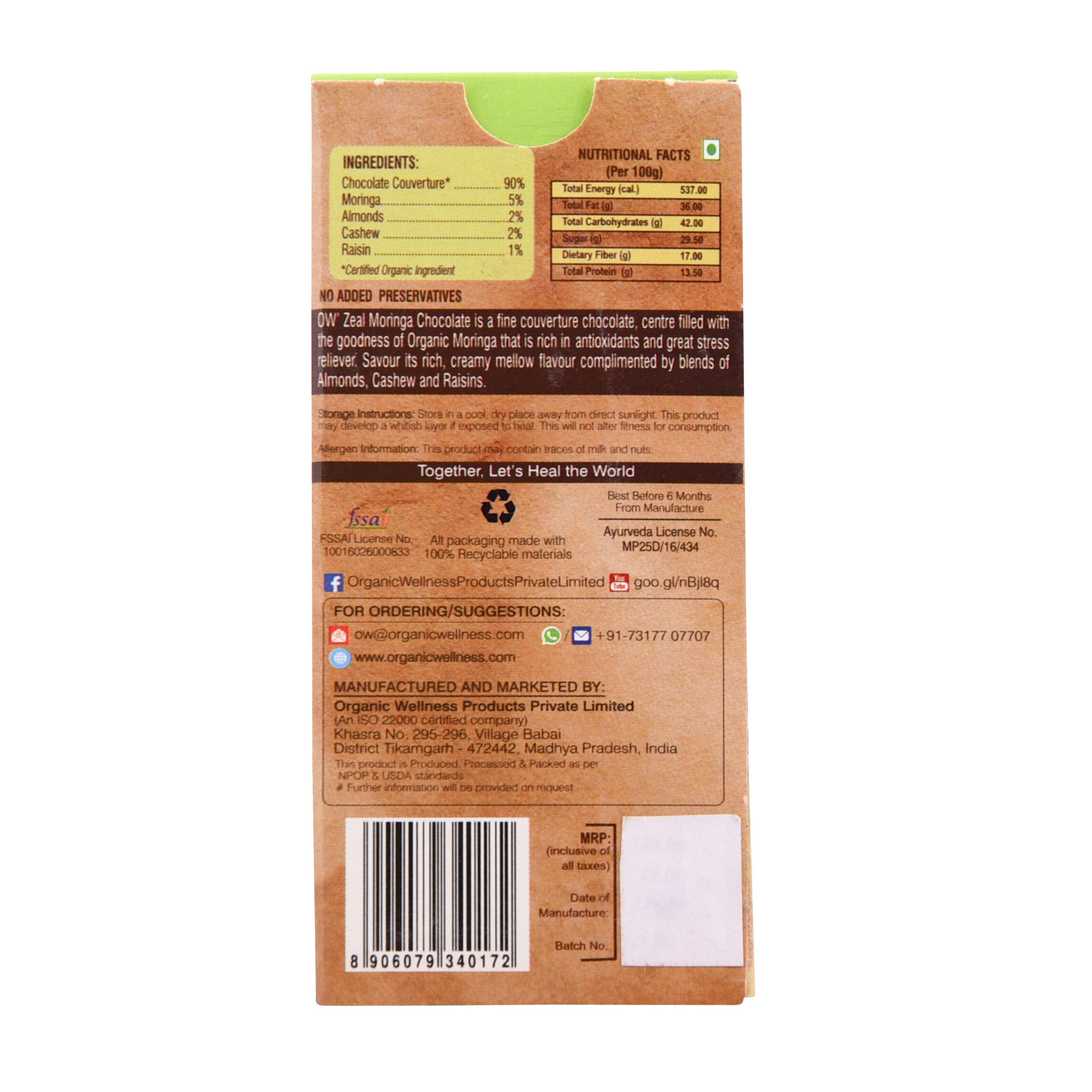 Organic Wellness Moringa Chocolate