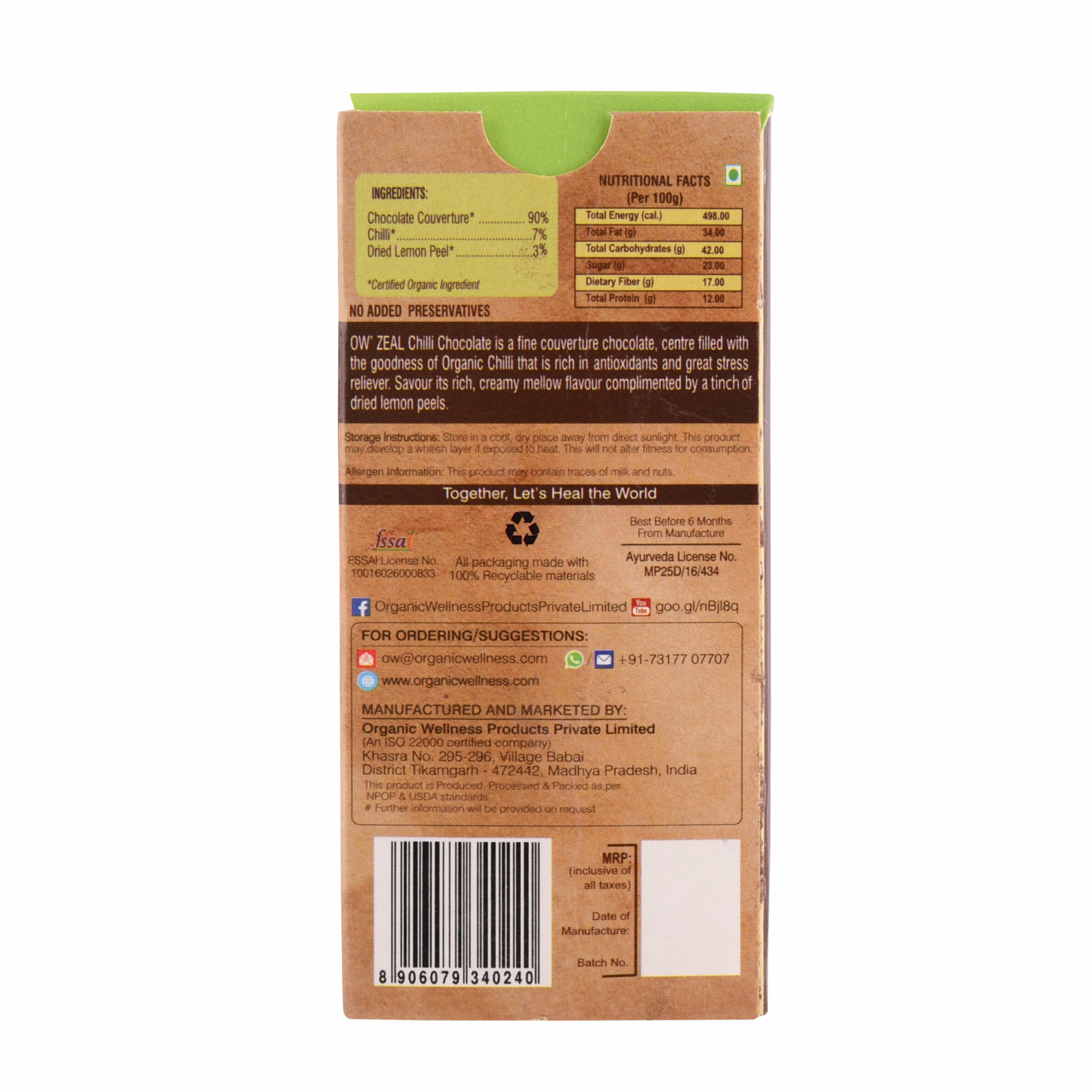 Organic Wellness Chilli Chocolate