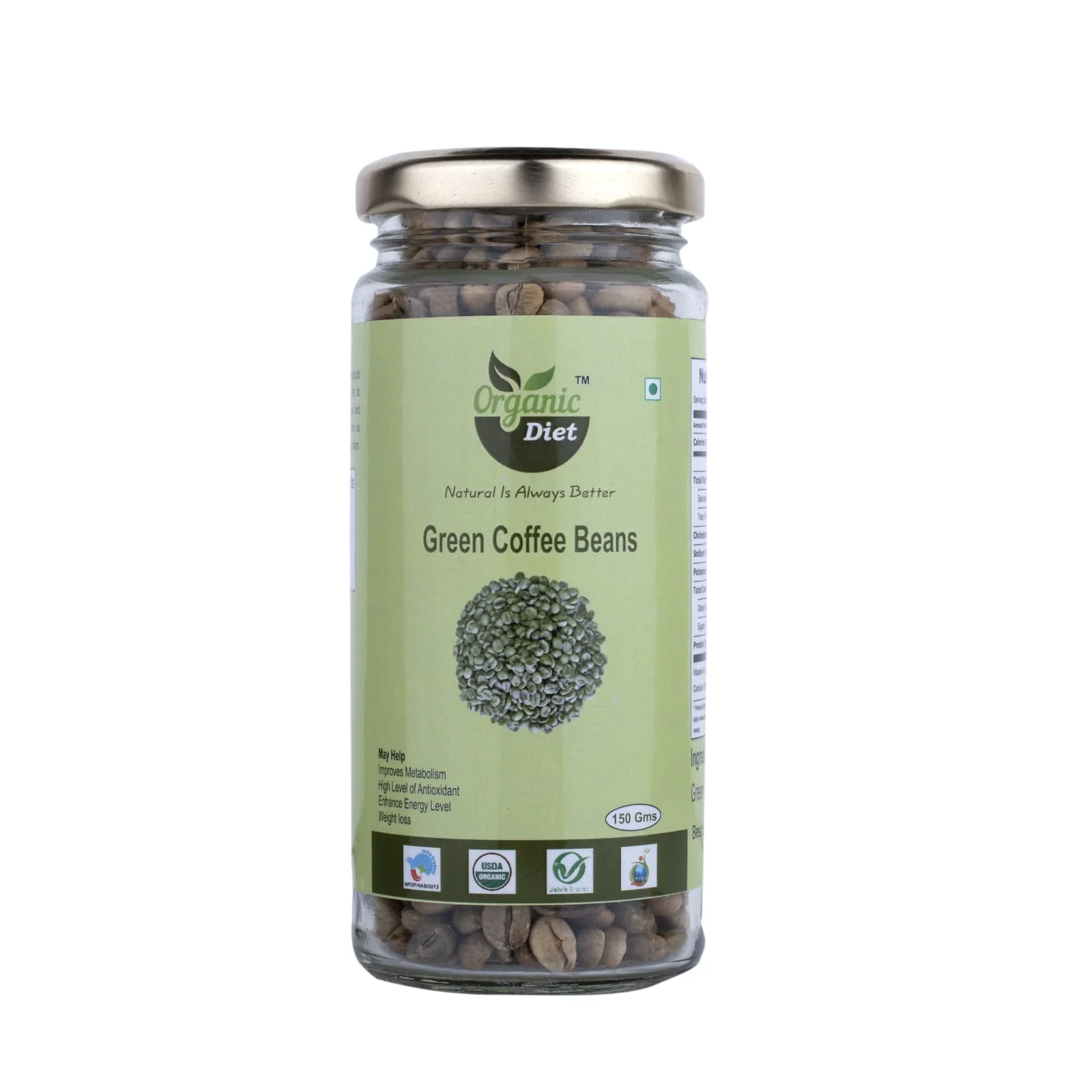 Organic Diet Organic Green Coffee Beans, 150 Gram