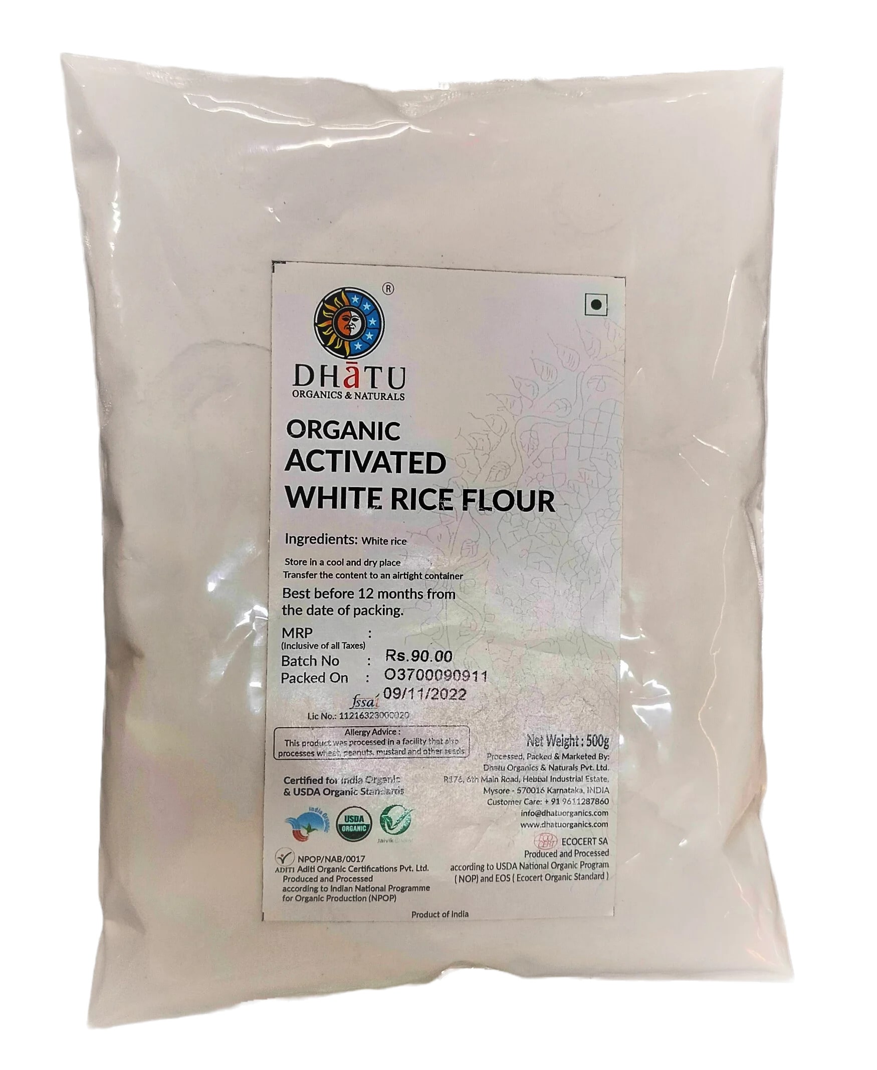 Dhatu – Organic Activated white rice flour 500g