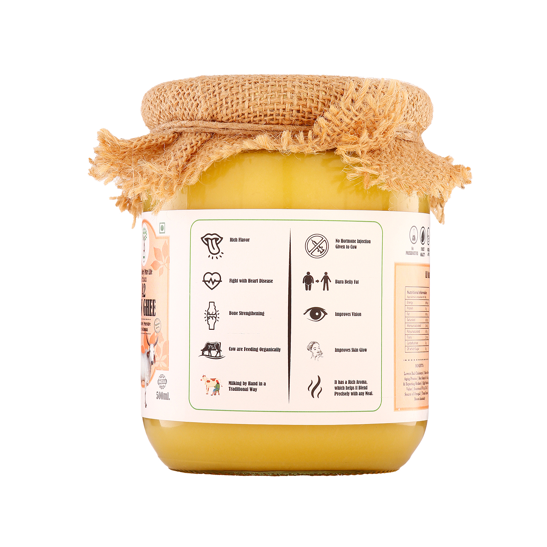 Pure & Natural Artisan A2 Cow Ghee (500 ml)