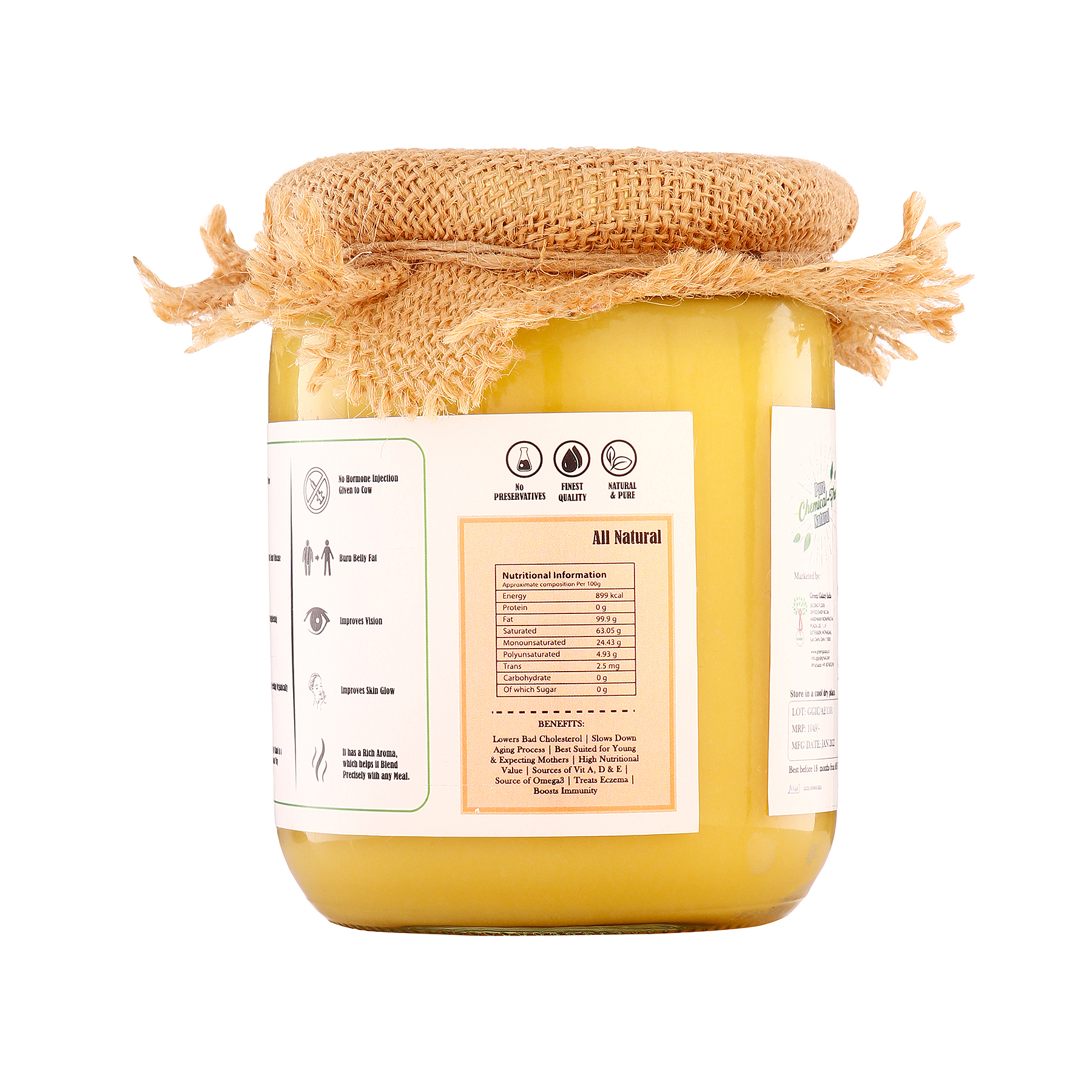 Pure & Natural Artisan A2 Cow Ghee (500 ml)