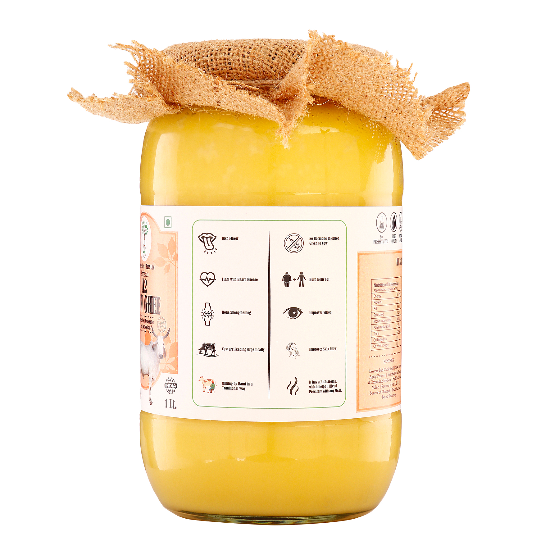 Pure & Natural Artisan A2 Cow Ghee (1000 ml)