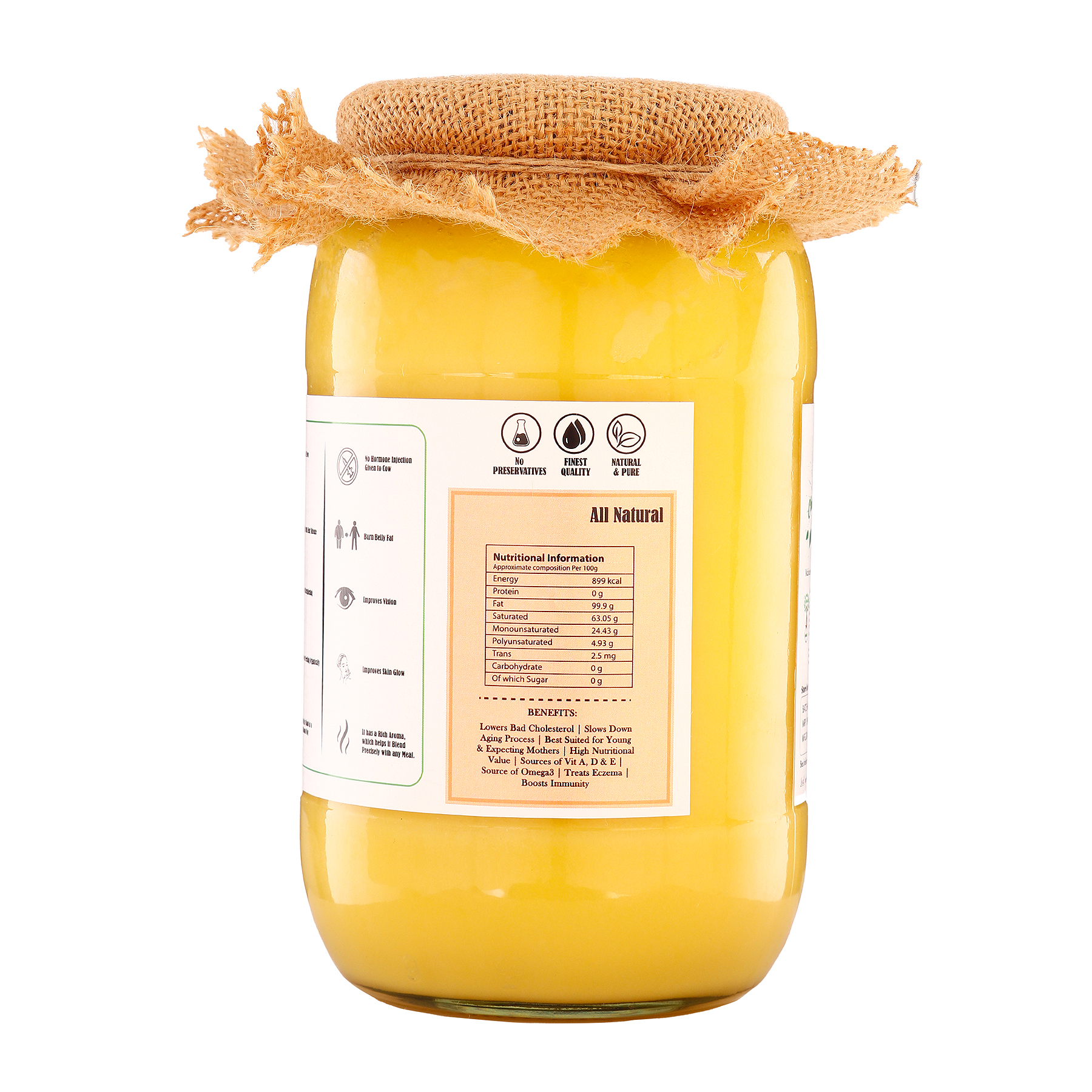 Pure & Natural Artisan A2 Cow Ghee (1000 ml)