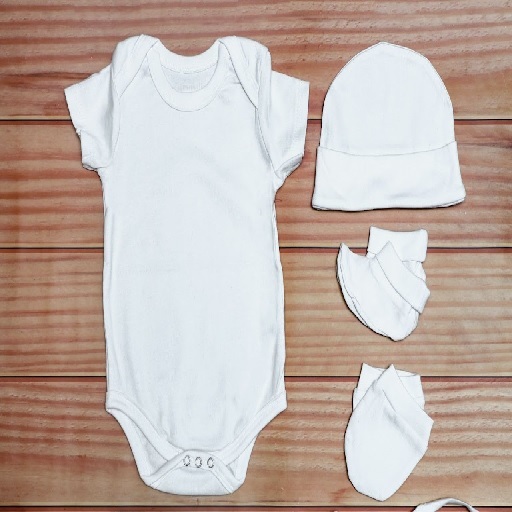 Baby Romper, Booties, Mittens, Cap