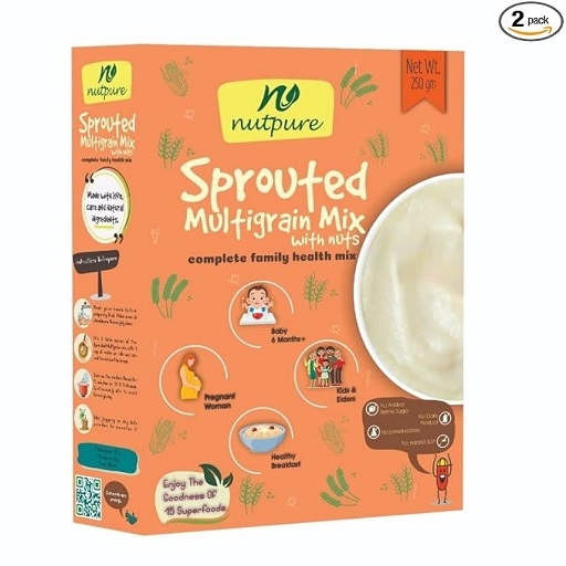 NutPure Sprouted Multigrain Mix | 100% Natural & complete Family Multigrain Health Mix | With The Goodness of 15 Superfoods (Nuts, Millets/Cereals & Pulses)